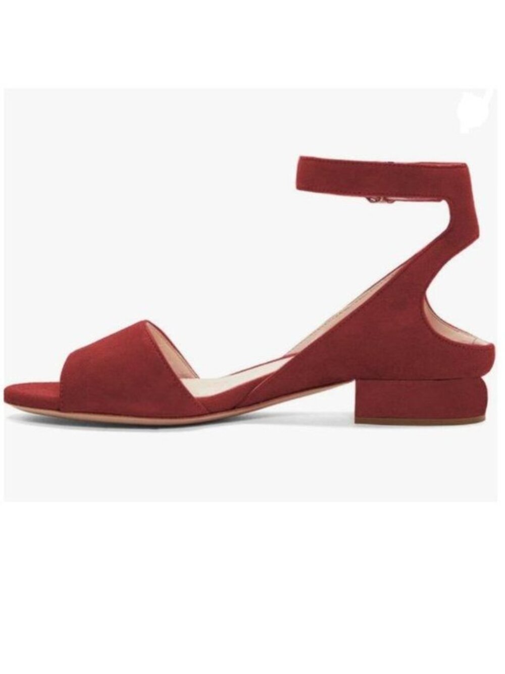 XYD Dark Red Strappy Low Heel for Women Open Toe Ankle Strap Slingback Sandal